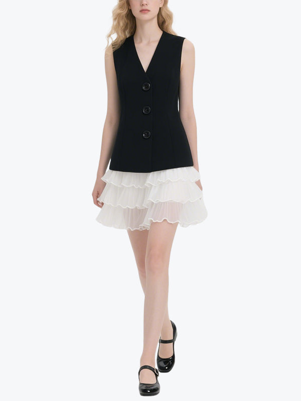 Playful Mesh Layered Skirt Set