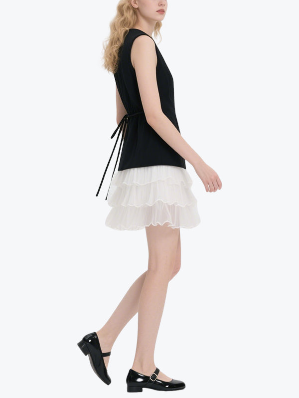 Playful Mesh Layered Skirt Set