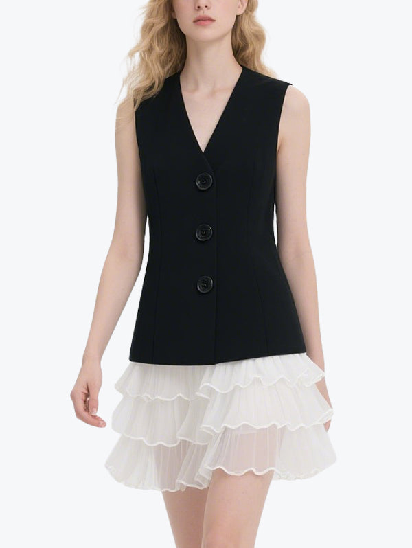 Playful Mesh Layered Skirt Set