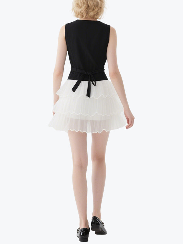 Simple Slim Vest Skirt Set