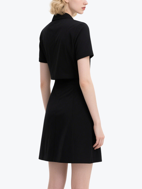 Exquisite Slit Black Skirt Set