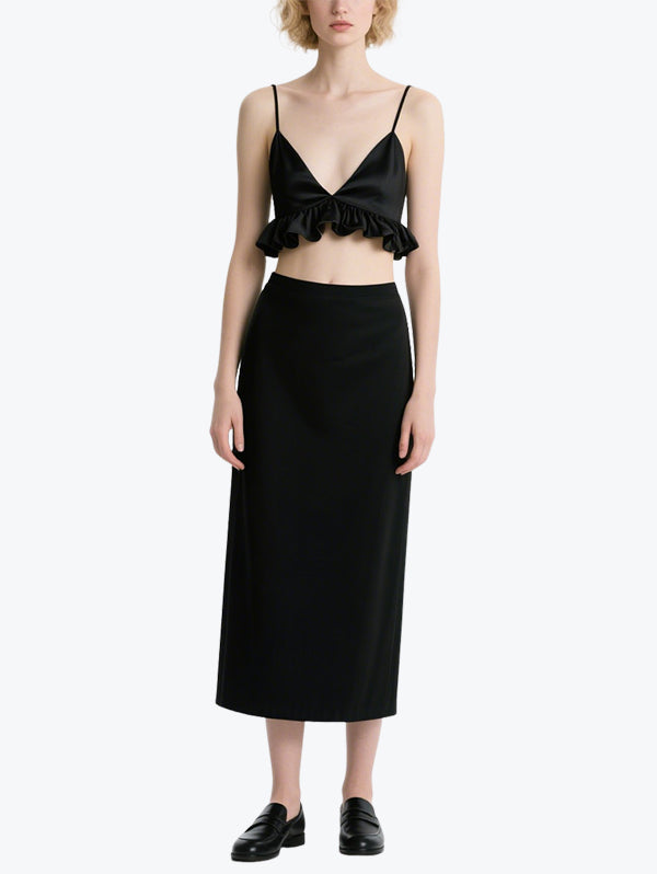 Sexy Ruffled Suspender Skirt Set