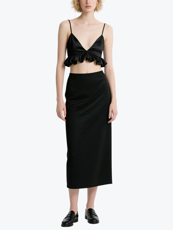 Sexy Ruffled Suspender Skirt Set