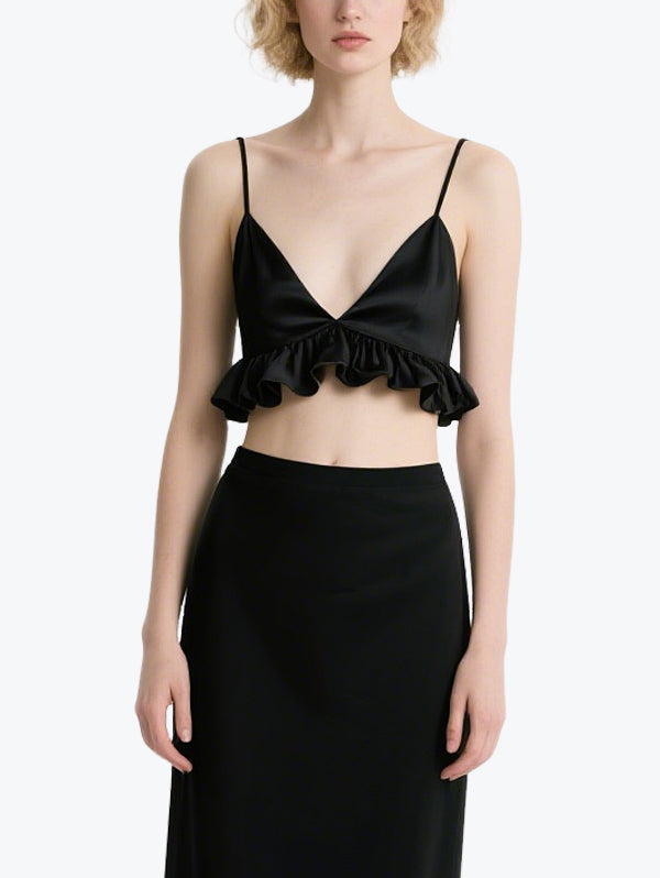 Sexy Ruffled Suspender Skirt Set