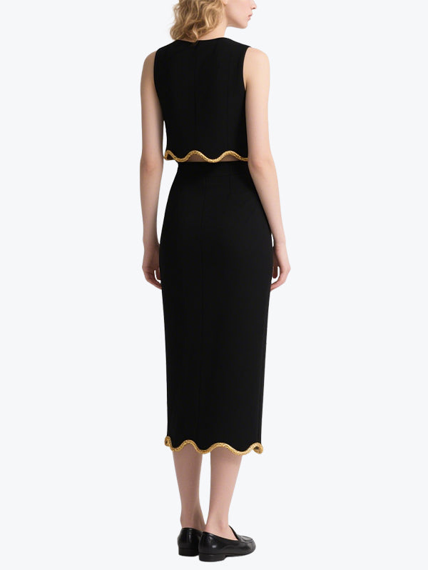 Exquisite Gold Embellished Skirt Set