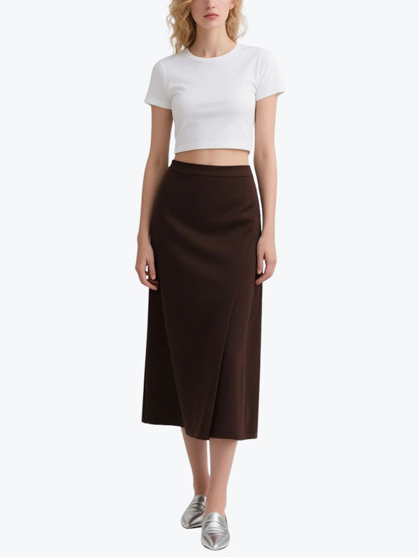 Simple Solid Color Short Skirt Set