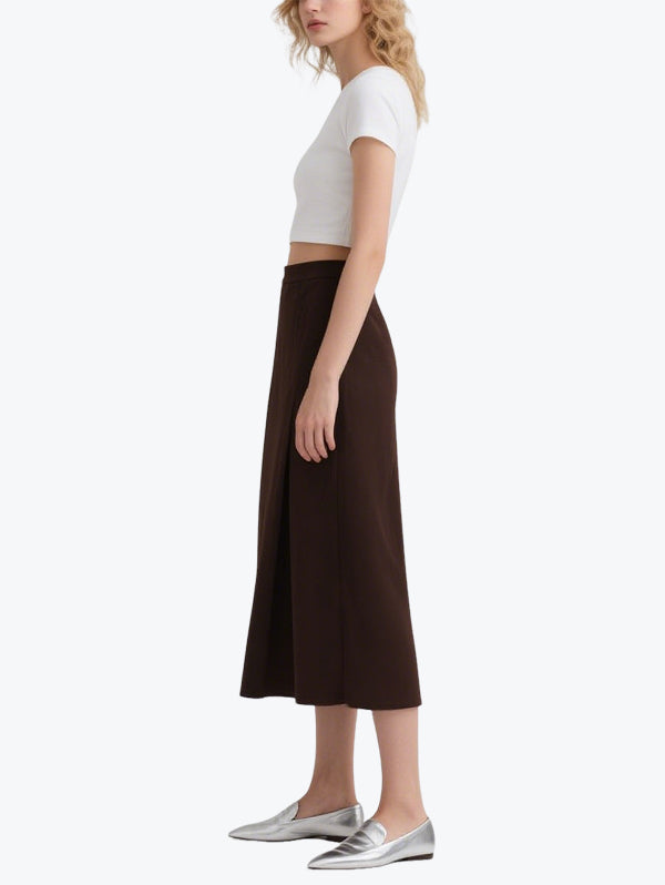 Simple Solid Color Short Skirt Set