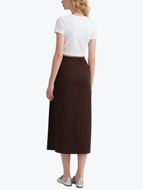 Simple Solid Color Short Skirt Set