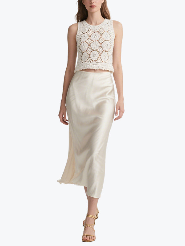 Romantic Hook Flower Hollow Skirt Set