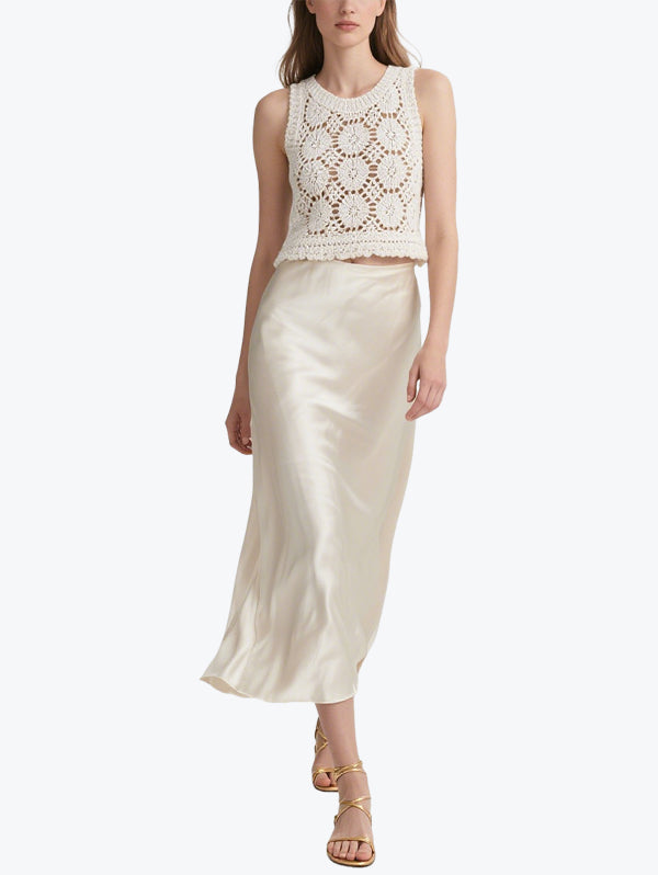 Romantic Hook Flower Hollow Skirt Set