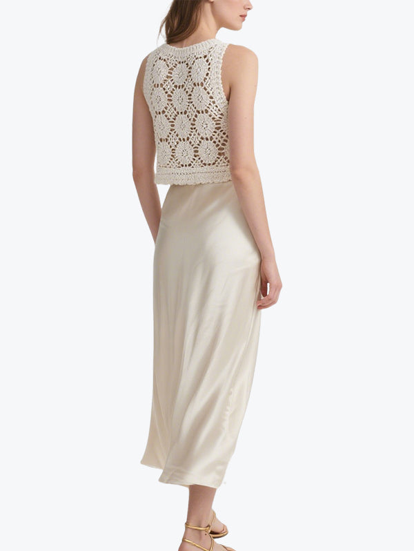 Romantic Hook Flower Hollow Skirt Set