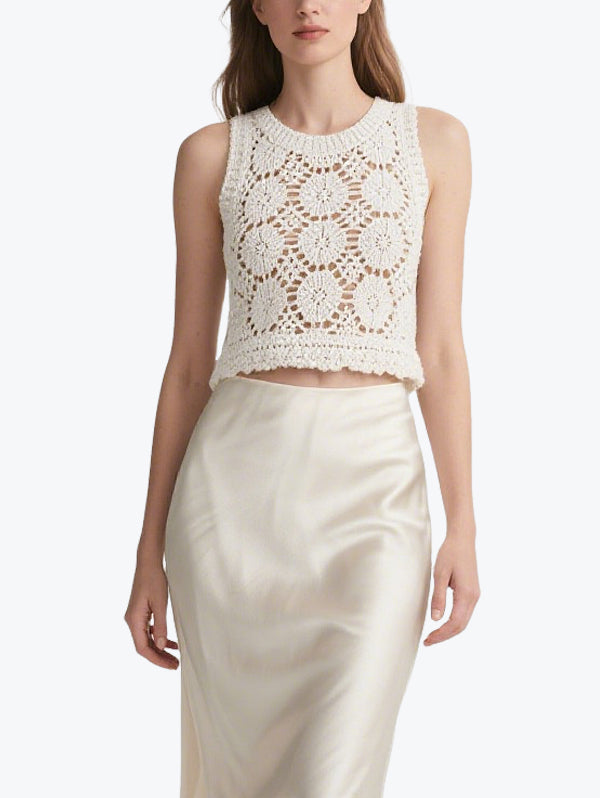Romantic Hook Flower Hollow Skirt Set