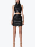 Cool and Cool Leather Short Skirt Set