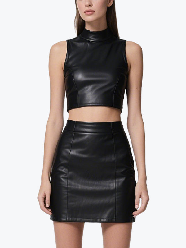 Cool and Cool Leather Short Skirt Set