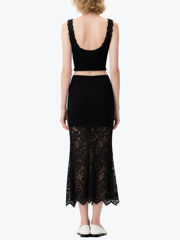 Sexy Hollow Lace Skirt Suit