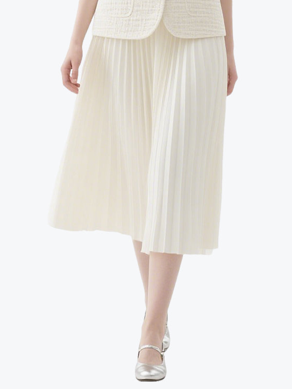 Chanel Style Vest Pleated Skirt Suit