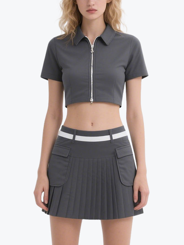 Vibrant Sports Style Short Skirt Suit