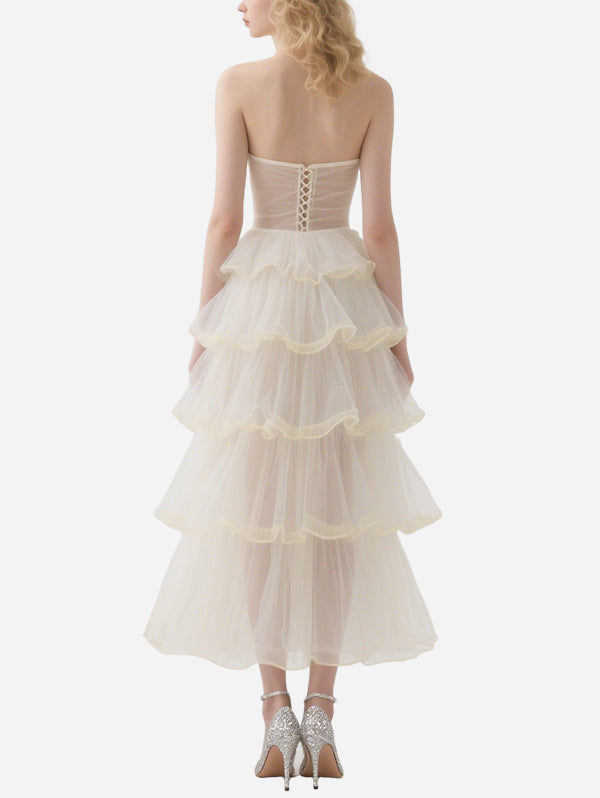 Fresh Yellow Tulle Flower Tube Top Tulle Skirt