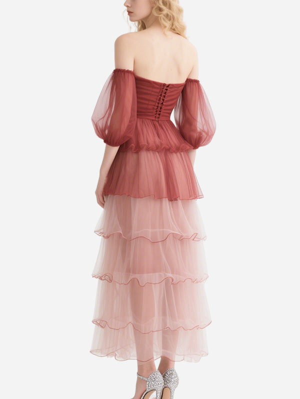 Elegant Flower Decorated Tulle Skirt