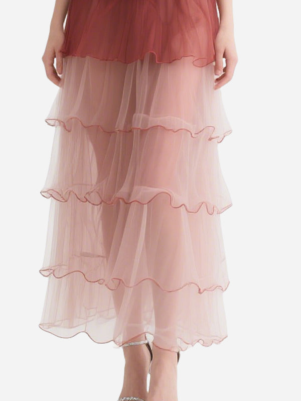 Elegant Flower Decorated Tulle Skirt