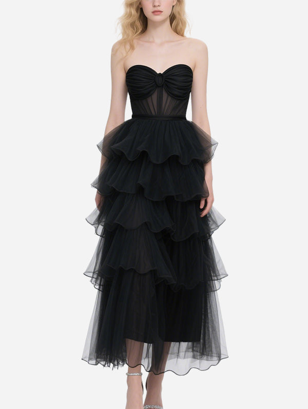 Sexy See-Through Black Tulle Dress