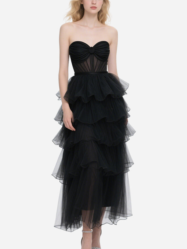 Sexy See-Through Black Tulle Dress