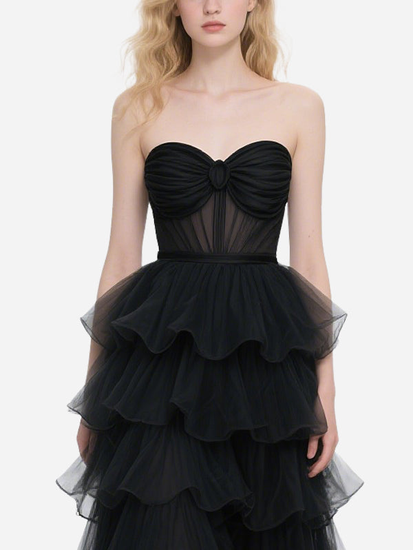 Sexy See-Through Black Tulle Dress