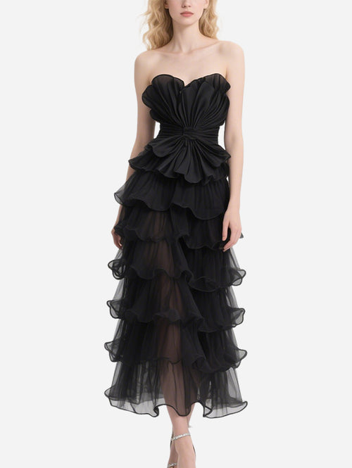 Atmospheric Petal Tube Top Tulle Skirt