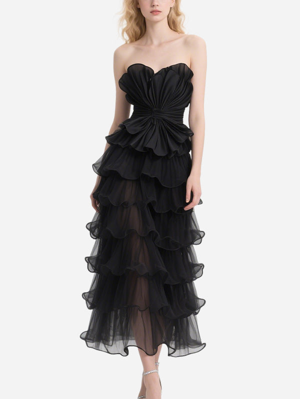 Atmospheric Petal Tube Top Tulle Skirt