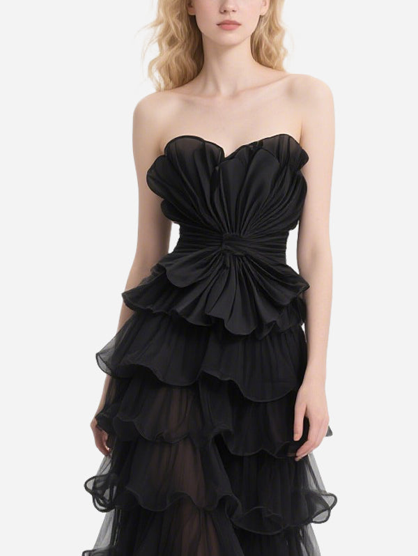 Atmospheric Petal Tube Top Tulle Skirt
