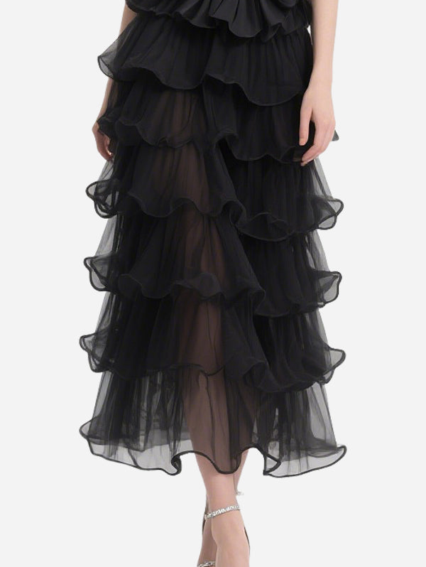 Atmospheric Petal Tube Top Tulle Skirt