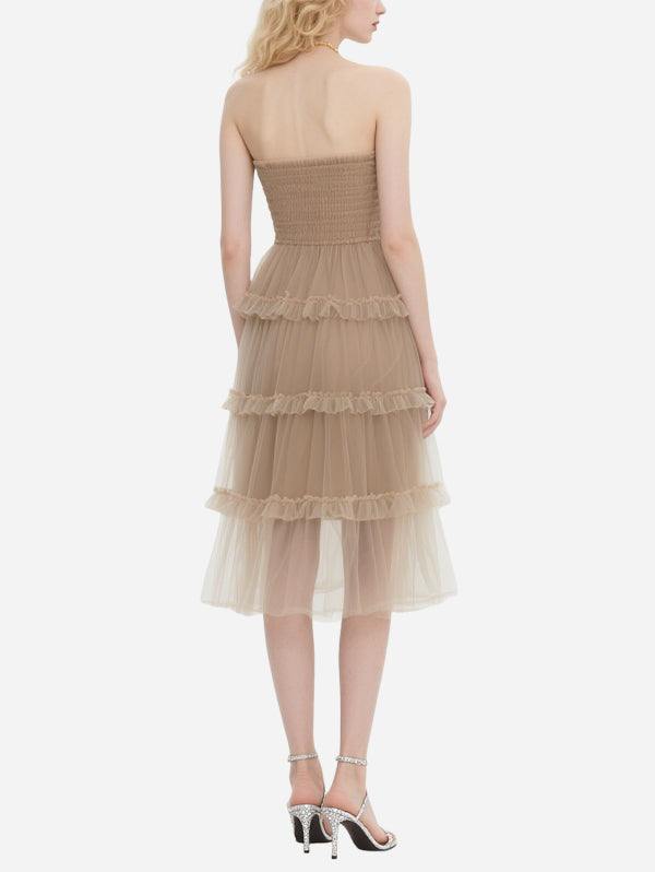 Gentle Nude Pleated Tulle Skirt