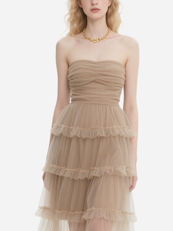 Gentle Nude Pleated Tulle Skirt