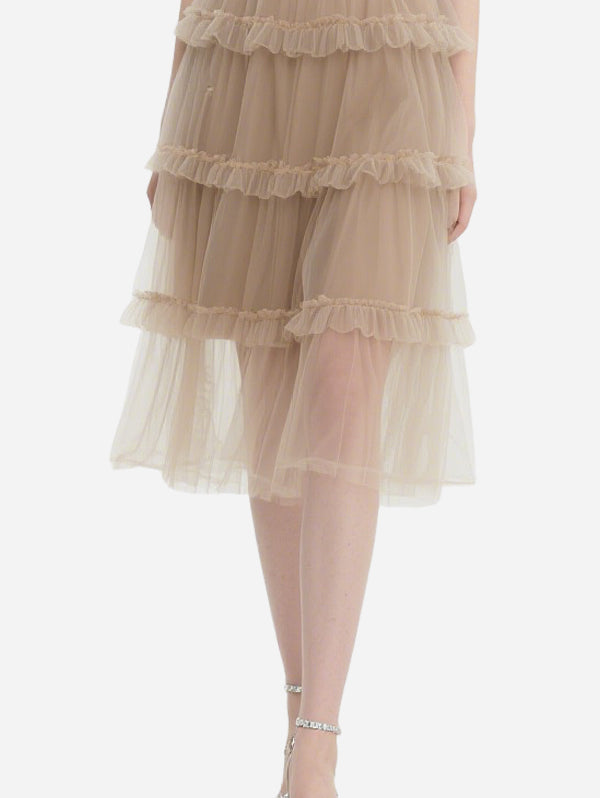 Gentle Nude Pleated Tulle Skirt