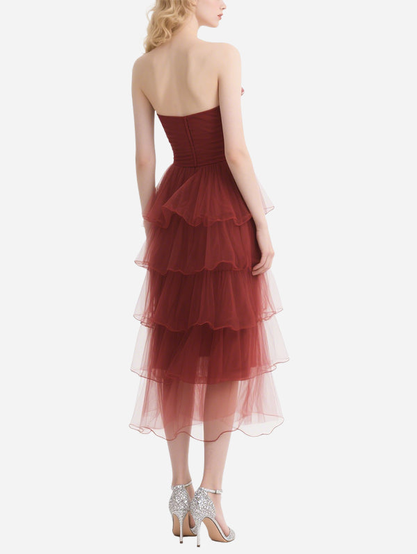Retro Red Gauze Dress with Straps