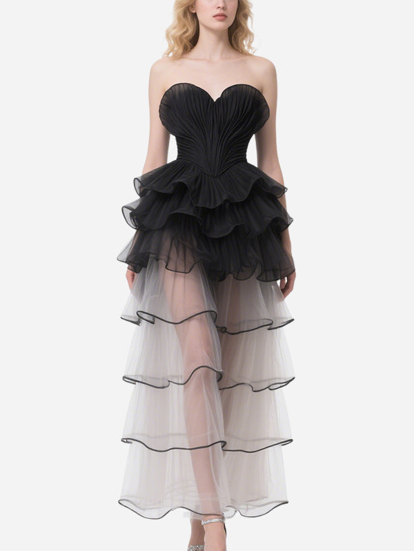 Gorgeous Two-Color Cascading Gauze Skirt