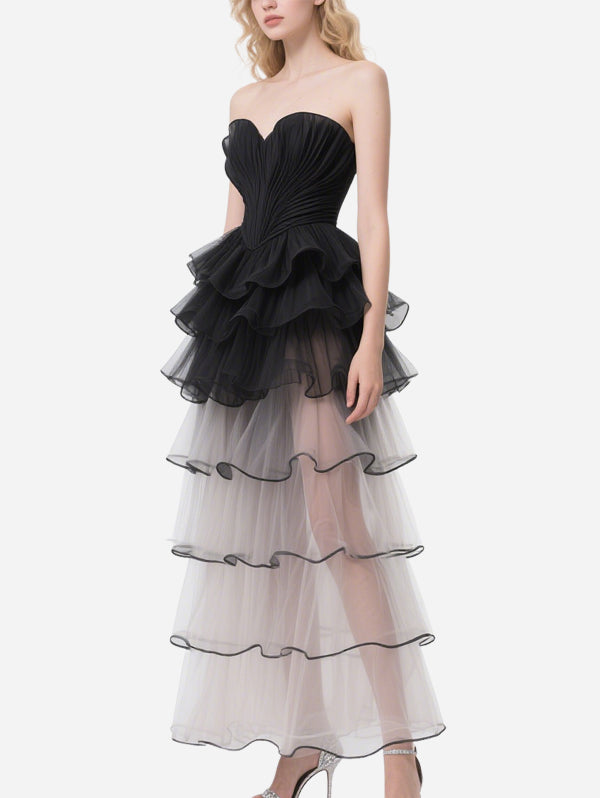 Gorgeous Two-Color Cascading Gauze Skirt