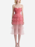 Romantic Pink Tube Top Gauze Skirt