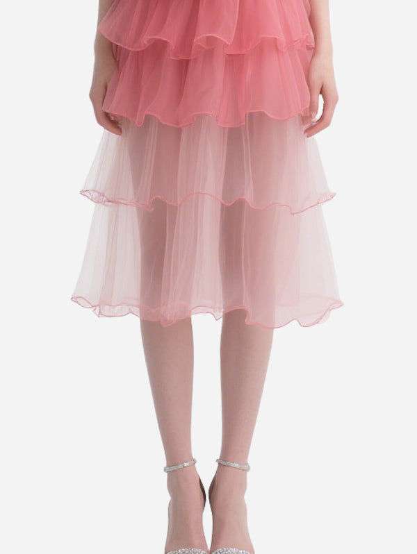 Romantic Pink Tube Top Gauze Skirt