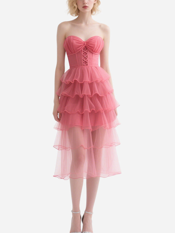 Sweet Pink Gauze Skirt with Straps