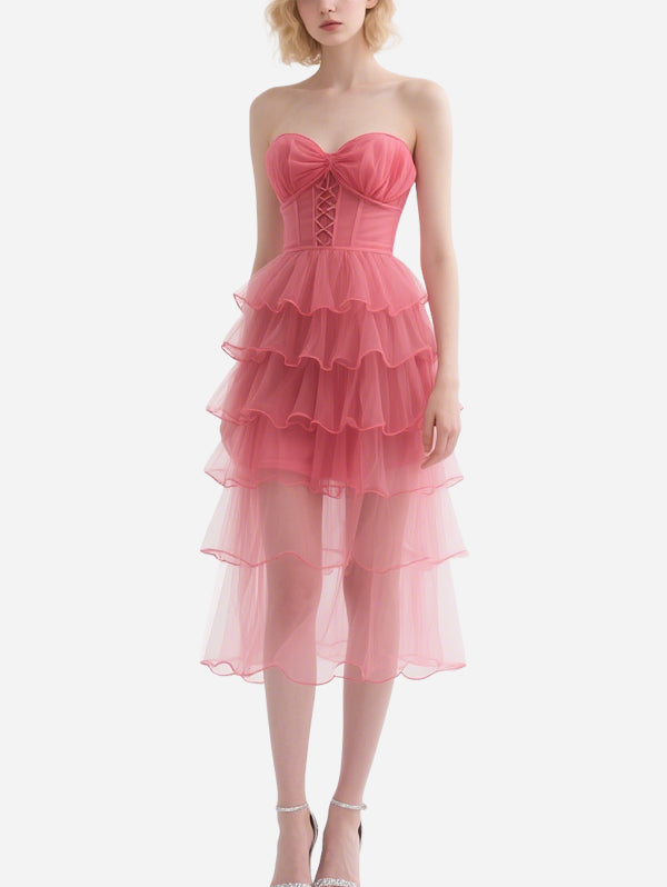 Sweet Pink Gauze Skirt with Straps