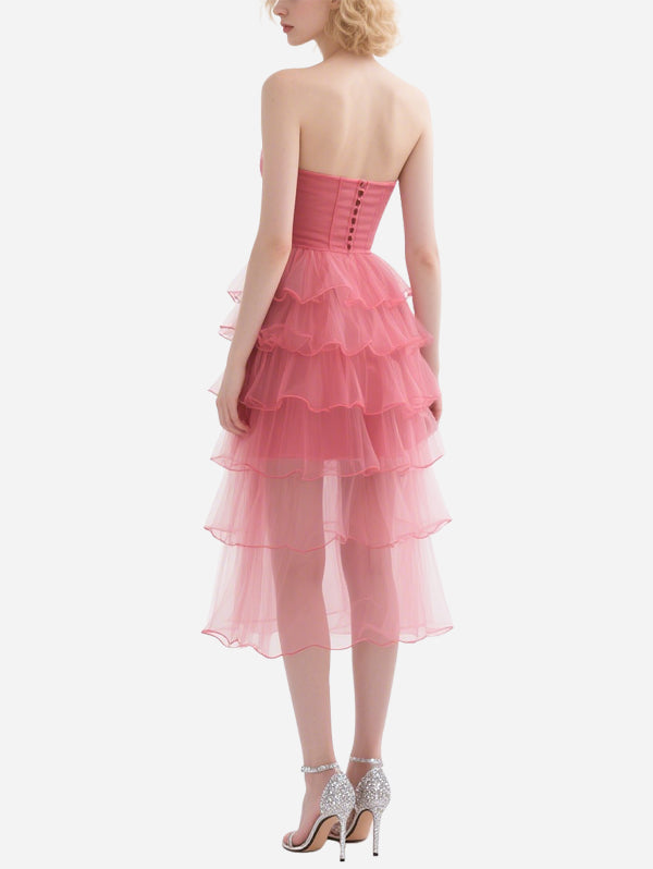 Sweet Pink Gauze Skirt with Straps
