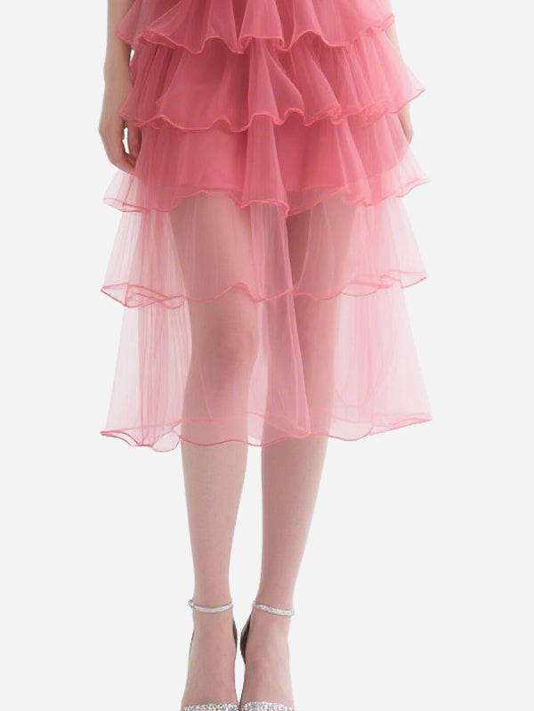 Sweet Pink Gauze Skirt with Straps
