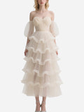Fairy Off-Shoulder Nude Gauze Skirt