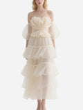 Dreamlike Flower-Decorated Gauze Skirt