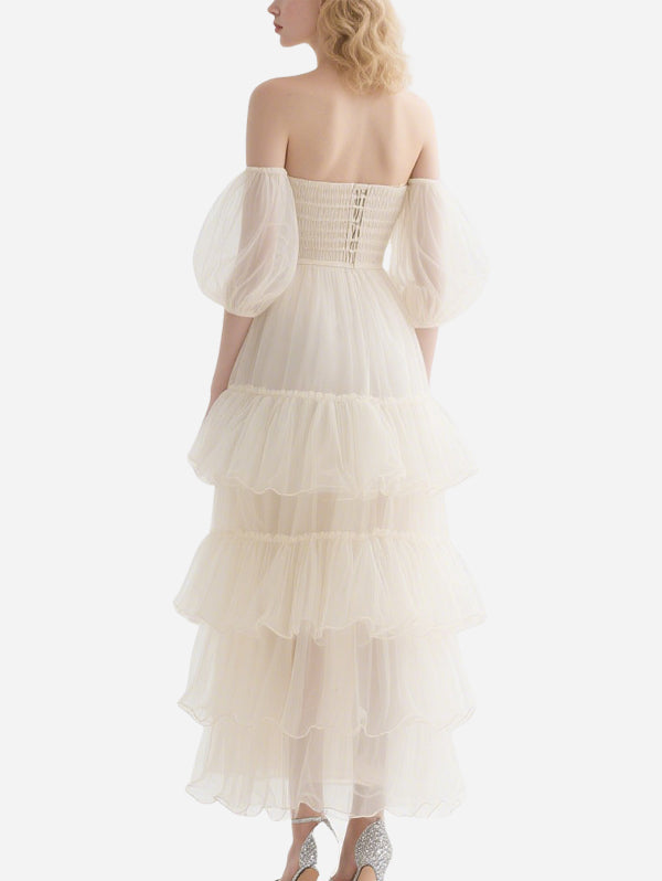 Dreamlike Flower-Decorated Gauze Skirt