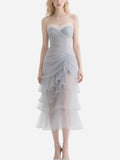 Sexy Pleated Gray Gauze Skirt