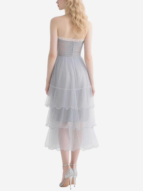 Sexy Pleated Gray Gauze Skirt