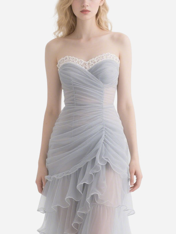 Sexy Pleated Gray Gauze Skirt