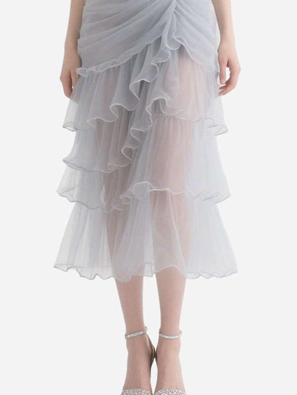 Sexy Pleated Gray Gauze Skirt